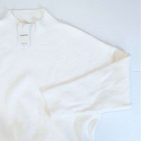 NWT Mango High Collar Ribbed Knit Sweater in Ecru - Picture 9 of 12